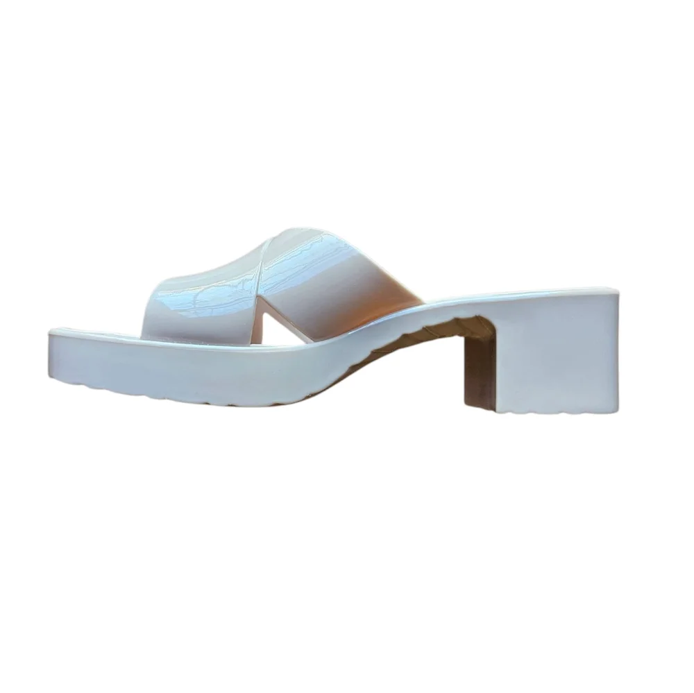 Nicole Miller Nude Jelly Heel Sandal Size 8 - Picture 3 of 6
